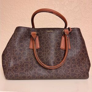 Calvin Klein Dark Brown Monogram Satchel